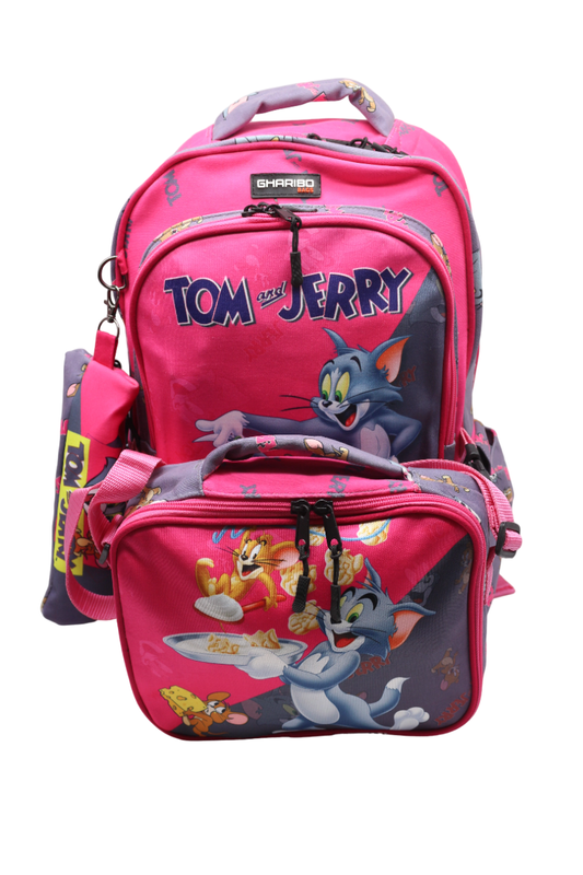 School backpack with lunch bag Size 17 model 32 Tom & Jerry pink