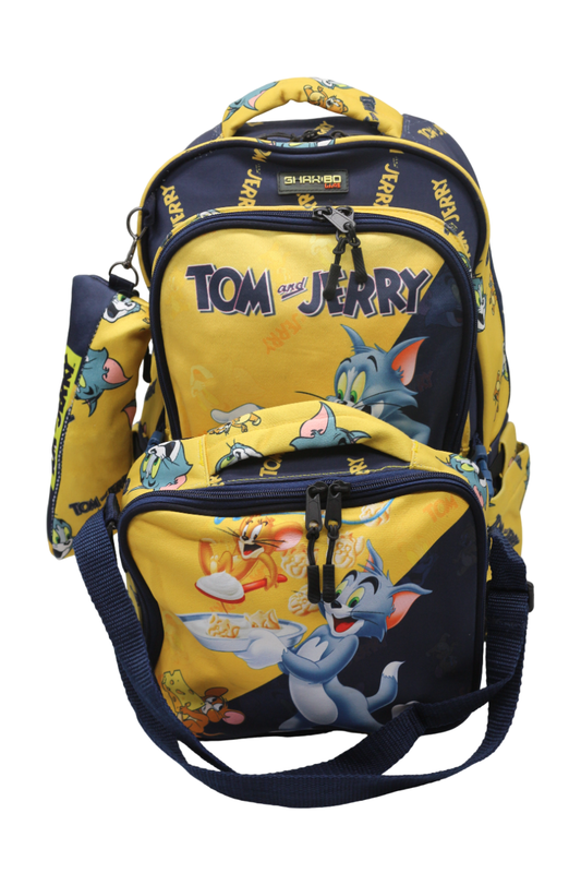 School backpack with lunch bag Size 17 model 32 Tom & Jerry yellow