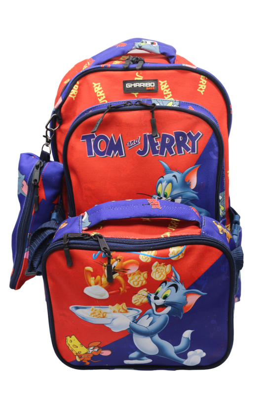 School backpack with lunch bag Size 17 model 32 Tom & Jerry red