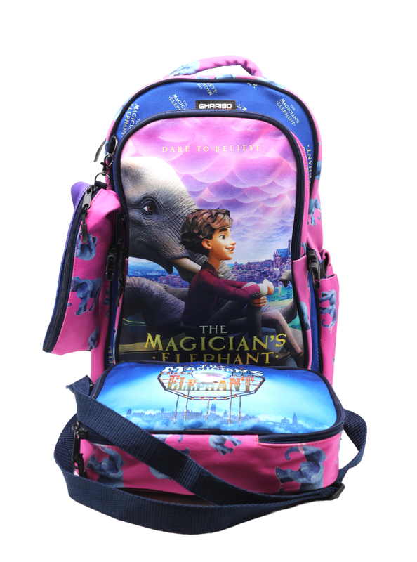 School backpack with lunch bag Size 17 model 32 Magician's Elephant purple