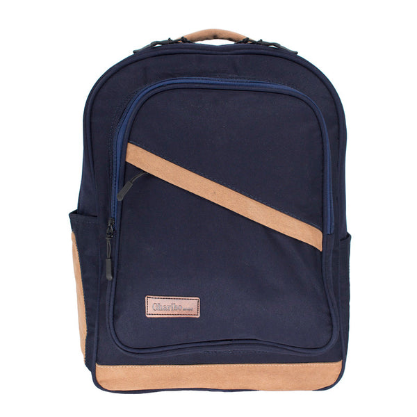 School backpack model 14 plain color blue