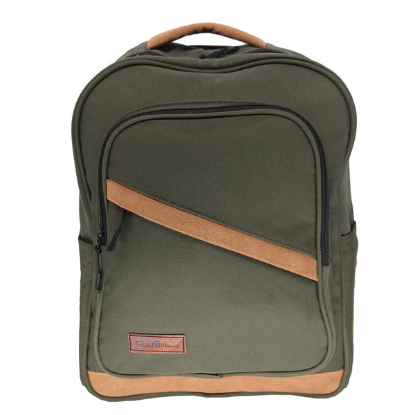 School backpack model 14 plain color green