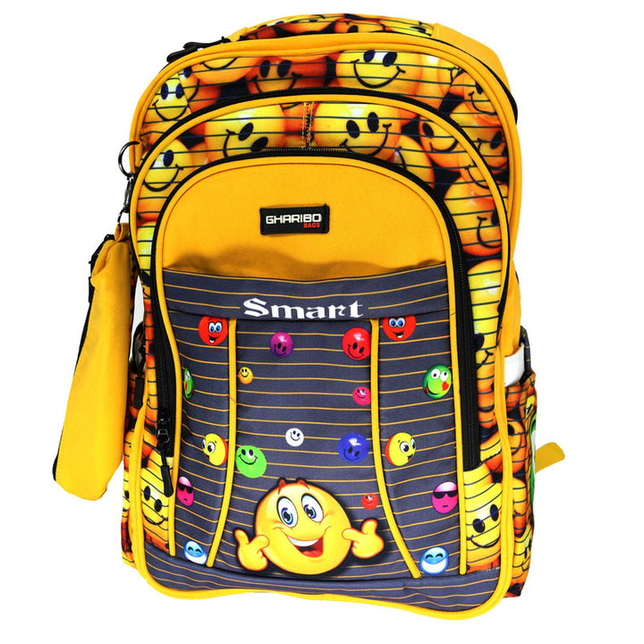 School backpack model 19 Emoji yellow