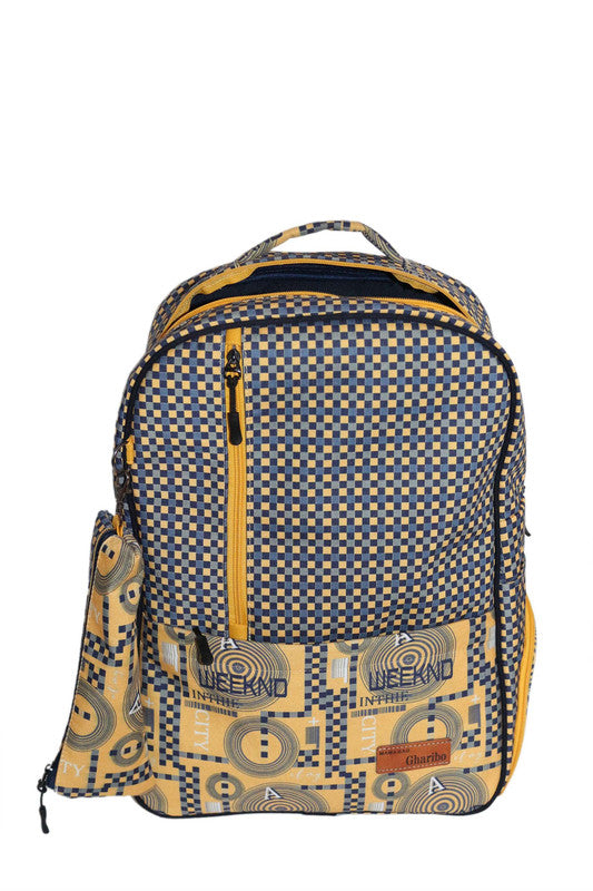 School backpack model 21 Squares yellow