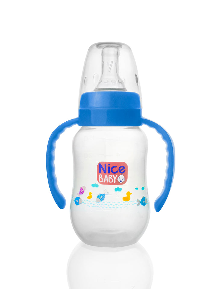 Nice baby feeding bottle with hand 150ml | Blue