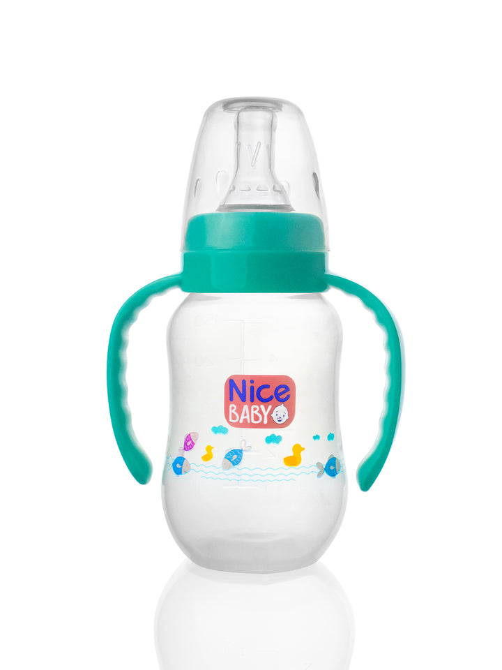 Nice baby feeding bottle with hand 150ml  | Green