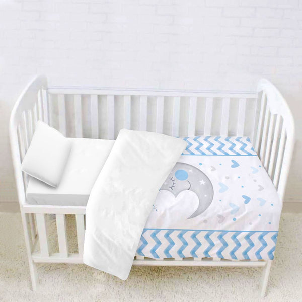 White & Blue Bed Cover