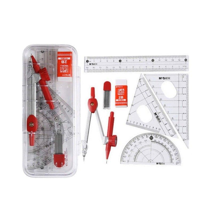 <p>The M&G Chenguang Sets Temple of Confucius Blessing Ruler Set Compasses 7pcs - No: ACS90823 is a high-quality set of drawing and writing tools perfect for school or college. It includes 1 graphic compass with holder, 1 study compass, 1 eraser, 1 pencil leads,1 ruler, and 2 set squares. This set is made of top-grade materials, making it sturdy and durable with no distortion. The set is printed with wear-resistant and anti-static UV ink for a clear and accurate scale, and it is soft to the touch and can be