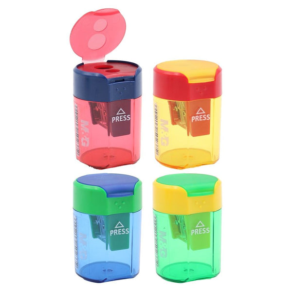 M&G Sharpener Double Hole With Cover Assorted Colours  - 1Pcs 