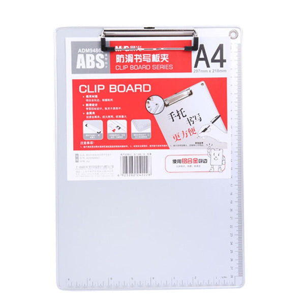 <p> 
The M&G Chenguang A4 line type clip non-slip writing board clip - No:ADM94863 is made of high quality aluminum alloy material that is smooth to the touch and sturdy and durable. It has a flat surface and its embossed design on the back makes it difficult to remove the board clip. It also has a metal clip that has a strong clamping force, making it very durable and wear-resistant. The aluminum alloy edging does not change color or deform easily, and the board body comes with a scale that is clear and ea