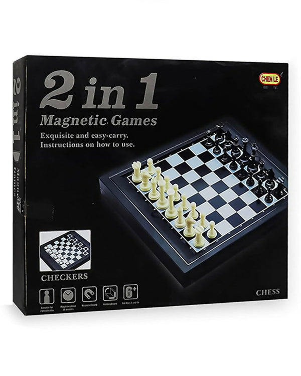 Magnetic 2-In-1 Game Chess And Checkers Set - Multi Color