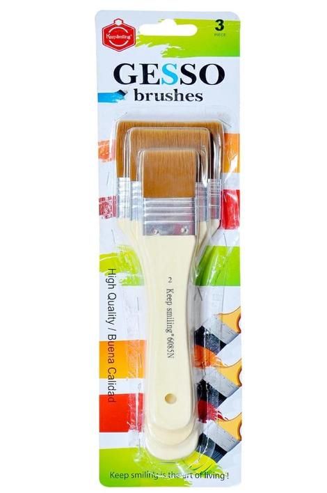 <p>
The Blymo Keep Smiling Professional Gesso Brushes Flat Tip - 3 Pieces are perfect for all types of art, from painting to fine nail art work. This set of three brushes will provide you with all the tools you need to make your artwork look beautiful. The brushes are made with high quality synthetic material, which is hard enough to ground canvases with gesso acrylics and oils. The synthetic used in these brushes is not easily deformed and has a reasonable curve design, making them pleasant to hold. The br