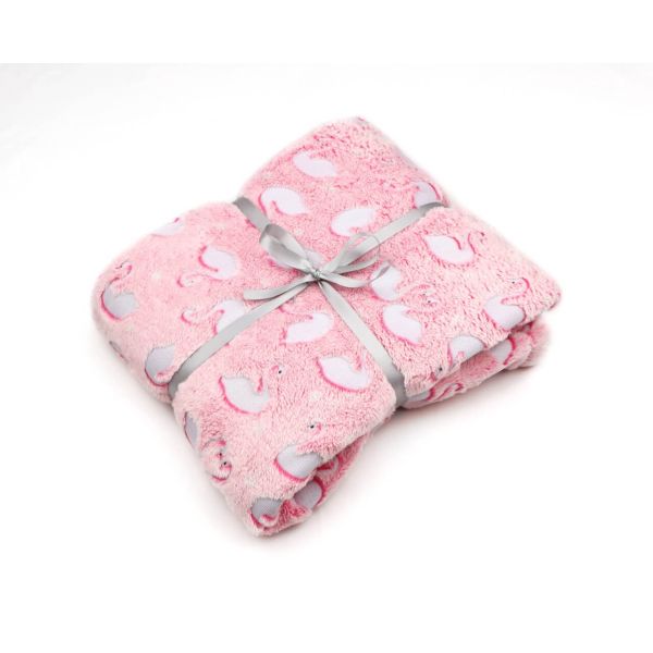 Swan Fleece Blanket Pink