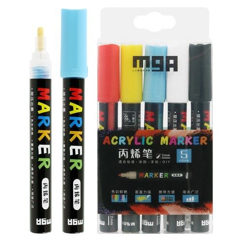 M&G Acrylic Marker 2 Mm Acrylic Set Of 5 Pcs - No.Zpln6573