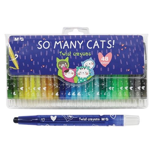 <p>

The M&G So Many Cats, wax crayons, retractable (48 colors) – No:AGMX4339 is a must-have for any young artist. It features 48 vibrant colors that are perfect for creating beautiful artwork. Each crayon is made in China with a high-quality wax formula, ensuring that it won't break or peel. The crayon's purple plastic barrel is designed to be easily twisted and retracted, eliminating the need for sharpening or peeling. It also has a silky, smooth texture that provides uniform coloring and effortless drawi