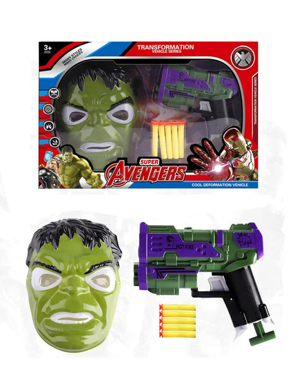 Hulk Action Figure With Face Mask And Nerf Gun