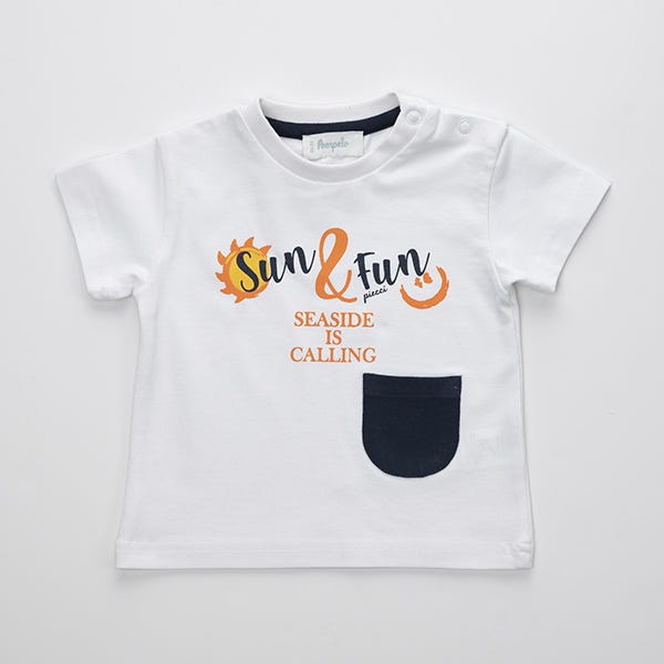 Pompelo White Short Sleeve Shirt for Boys