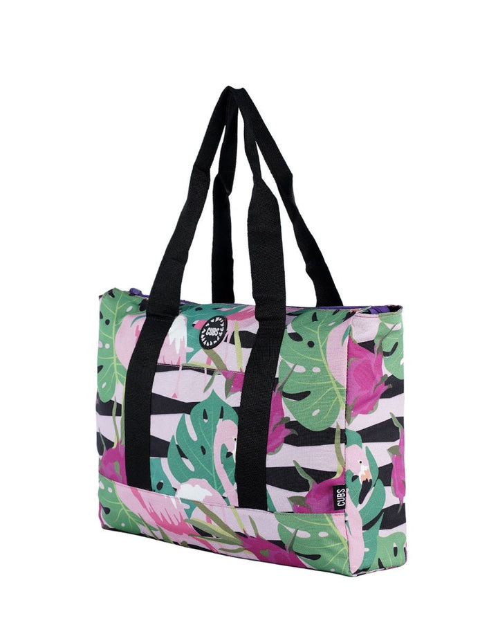 Cubs Flamingos and Purple Women Double Faced Tote Bag