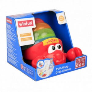 WinFun Pull Along Crab Stacker Baby Toy