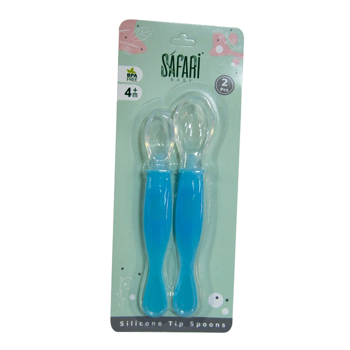 Safari Baby Silicone Double Feeding Spoon | 2 Pcs | Blue