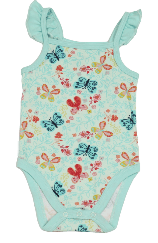 El Sayaad Green Butterflies Sleeveless Bodysuit