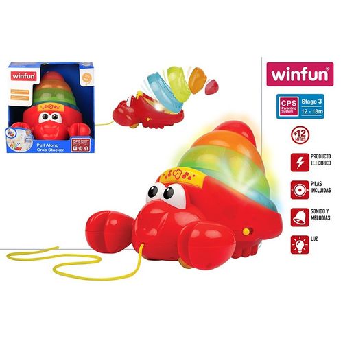 WinFun Pull Along Crab Stacker Baby Toy