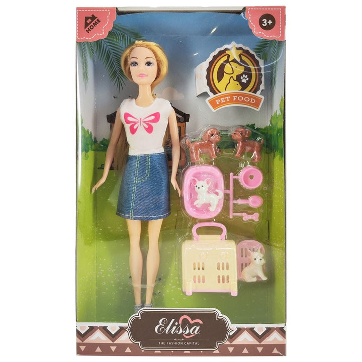 Elissa Home Fashion Doll with Pets Style III | 11.5 inches